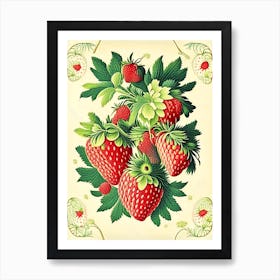 Bunch Of Strawberries, Fruit, Vintage Botanical 2 Art Print