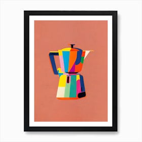 Italian Coffee Maker Colourful Illustration Art Print