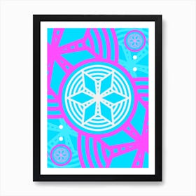 Geometric Glyph Abstract in White and Bubblegum Pink and Candy Blue n.0021 Art Print