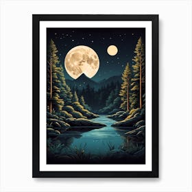 Full Moon In The Forest 3 Art Print