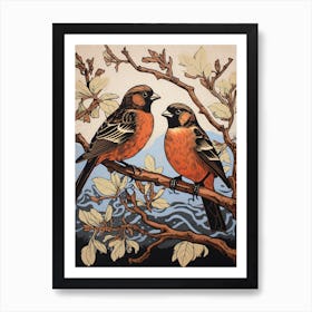 Art Nouveau Birds Poster Sparrow 3 Art Print