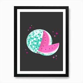 Black Disco Watermelon Art Print