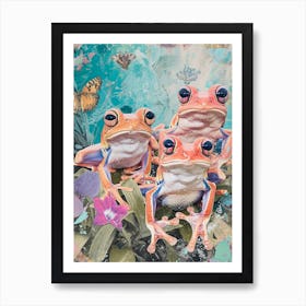 Kitsch Rainbow Frogs 2 Art Print