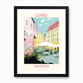 Lund, Sweden, Flat Pastels Tones Illustration 1 Poster Art Print