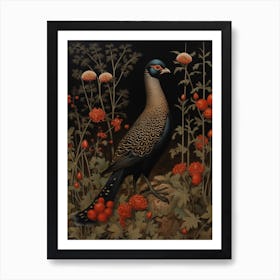 Dark And Moody Botanical Pheasant 7 Affiche