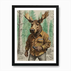 Moose In The Woods Art Print