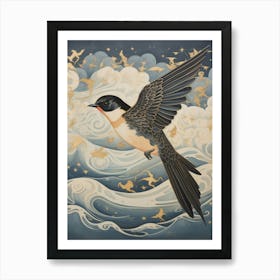Barn Swallow 2 Gold Detail Painting Art Print