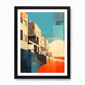 Hayle Towans Beach Cornwall Abstract Orange Hues 4 Art Print