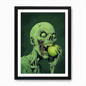 Scary Zombie Eating An Apple 14 Art Print