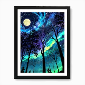 Moon In The Forest 2 Art Print