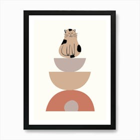 Cat Sitting On A Stack Of Bowls Kids and Nursery Art Print