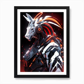 Futuristic Art Zebra Art Print