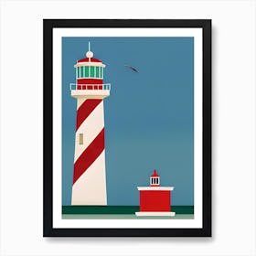 Red Barbershop Pole Style Lighthouse Art Print