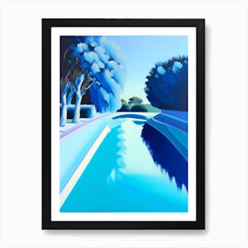 Lanes In Swimming Pool Landscapes Waterscape Marble Acrylic Painting 2 Art Print
