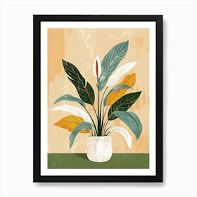 Prayer Plant Minimalist Illustration 5 Art Print