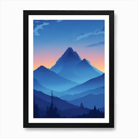 Misty Mountains Vertical Composition In Blue Tone 177 Art Print