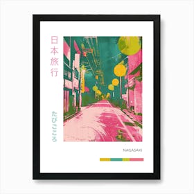 Nagasaki Japan Retro Duotone Silkscreen Poster 1 Art Print