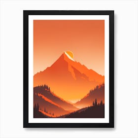 Misty Mountains Vertical Composition In Orange Tone 269 Art Print