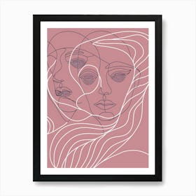 Abstract Portrait Series Pink And White 5 Poster