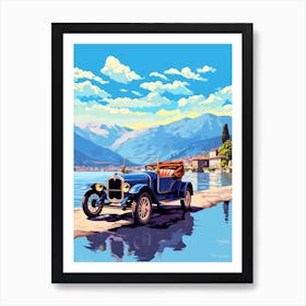 A Ford Model T In The Lake Como Italy Illustration 2 Art Print