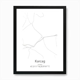 Karcag,Hungary Minimalist Map Art Print