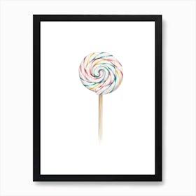 Rainbow Lollipop Watercolor Study Affiche