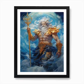  Painting Of The Greek God Poseidon 1 Art Print