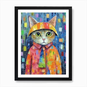 Meowdeling Masterpiece; Cat Chic On Canvas Art Print