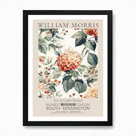 William Morris Prints Hydrangea Red Christmas Gift Winter Vintage Art Print