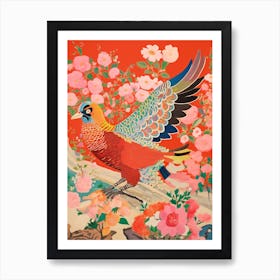 Maximalist Bird Painting Northern Cardinal 1 Art Print