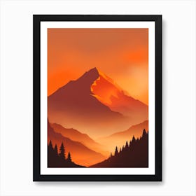 Misty Mountains Vertical Composition In Orange Tone 287 Art Print