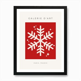 Christmas Snowflake Red Art Print