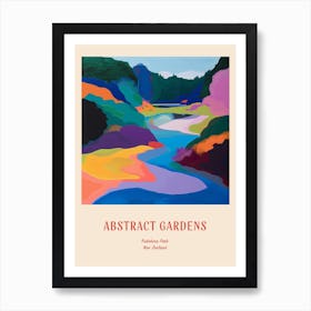 Colourful Gardens Pukekura Park New Zealand Red Poster Art Print