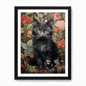 Floral Cat In Botanical Garden 4 Art Print