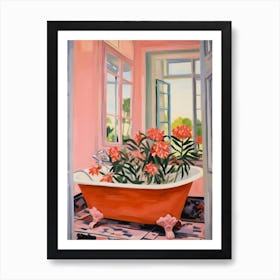 A Bathtube Full Of Carnation In A Bathroom 2 Art Print