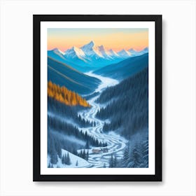 Snowy Mountain Road Art Print