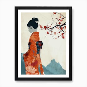 Woman in Kimono, Chine Art Print