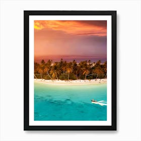 Sunset On A Tropical Island Art Print