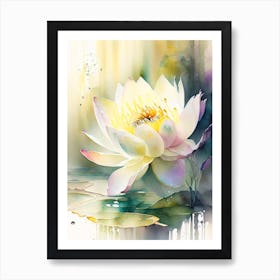 Lotus Flower In Garden Storybook Watercolour 3 Art Print