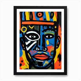 Afrofuturism, African tribe man, Basquiat style Art Print