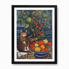 Drawing Of A Still Life Of Bouvardia With A Cat 1 Art Print