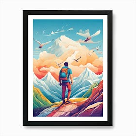 Man Walking In The Mountains Art Print