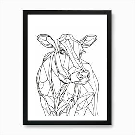 Geometric Cow animal lines art Art Print