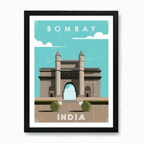 Bombay, India — Retro travel minimalist poster Art Print