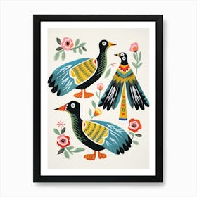 Folk Style Bird Painting Duck 3 Art Print