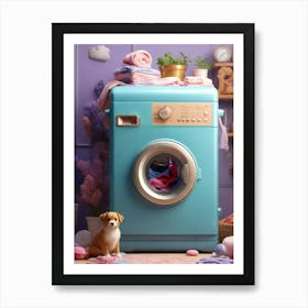 Washing Machine And A Dog Art Print