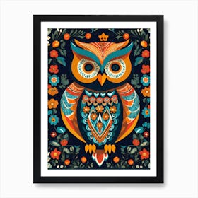 Owl Folk Art, 1386 Art Print