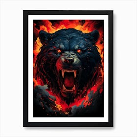 Bear In Flames Art Print