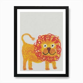 Lion, Colorful Vintage Art Art Print