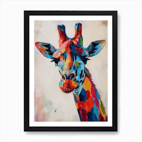Giraffe Portrait Oil Painting Inspired 2 Art Print